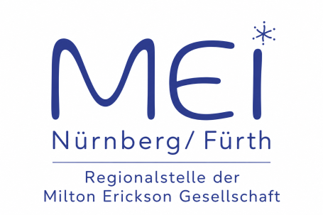 Logo der MEG: die doppelte Silhouette eines Gesichts auf lila Untergrund mit den Buchstaben MEG